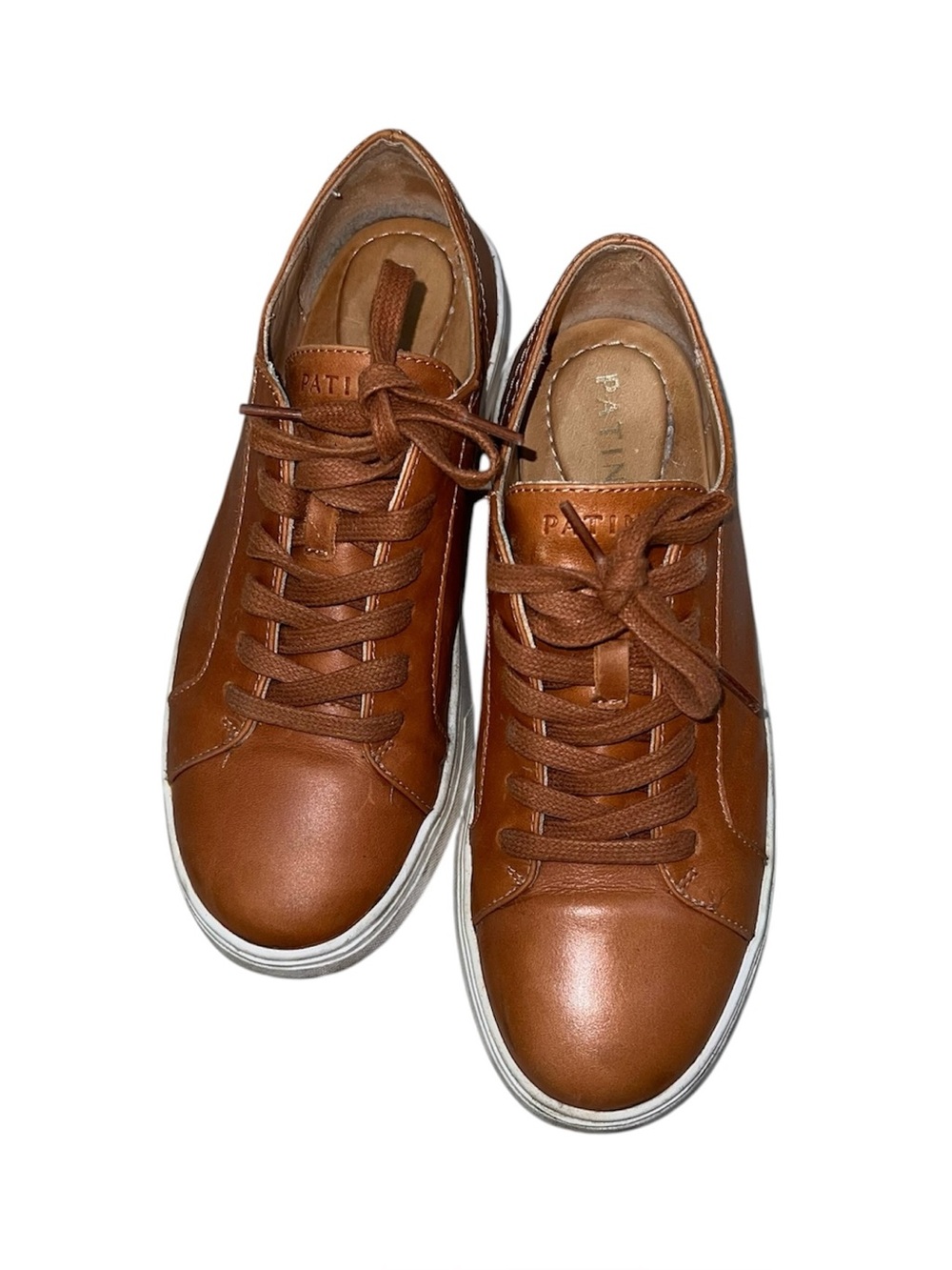 Women’s Tan Leather Low-Top Sneakers - Casual Lace-Up Shoes